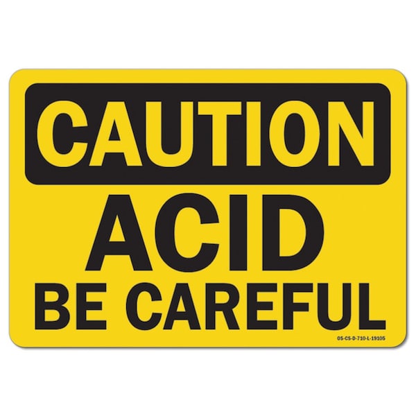 Signmission OSHA Caution Decal, Acid Be Careful, 5in X 3.5in Decal, 3.5" W, 5" L, Landscape, Acid Be Careful OS-CS-D-35-L-19105 - main